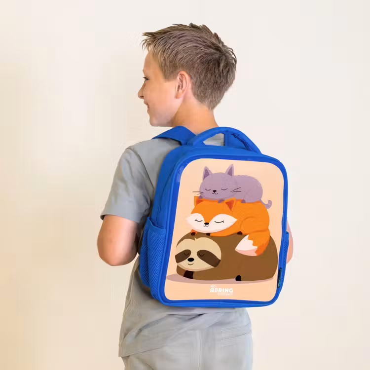 Kids backpack with name - Blue - Animals - Sleep - Together — 2