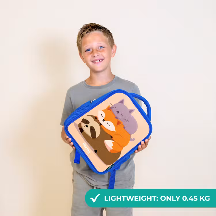 Kids backpack with name - Blue - Animals - Sleep - Together — 3