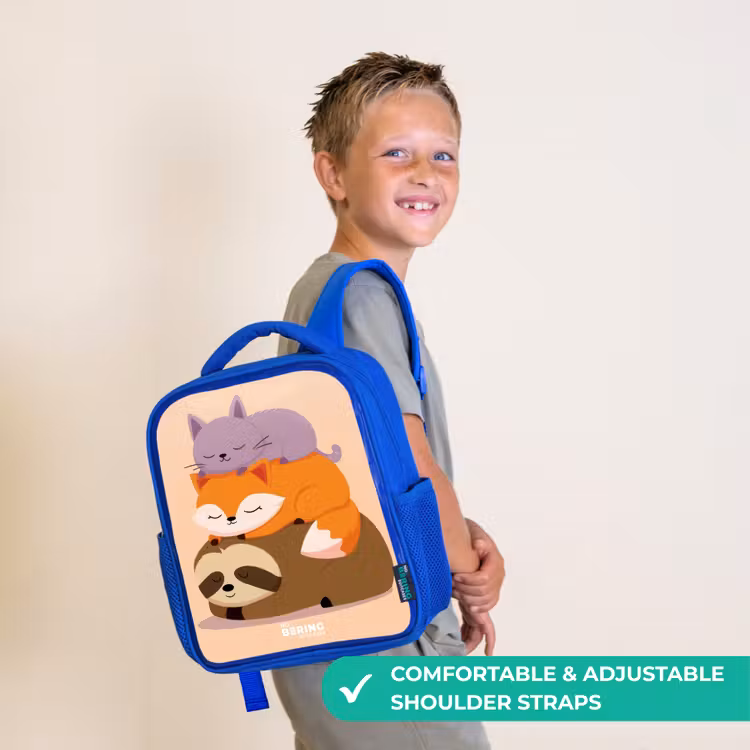 Kids backpack with name - Blue - Animals - Sleep - Together — 4