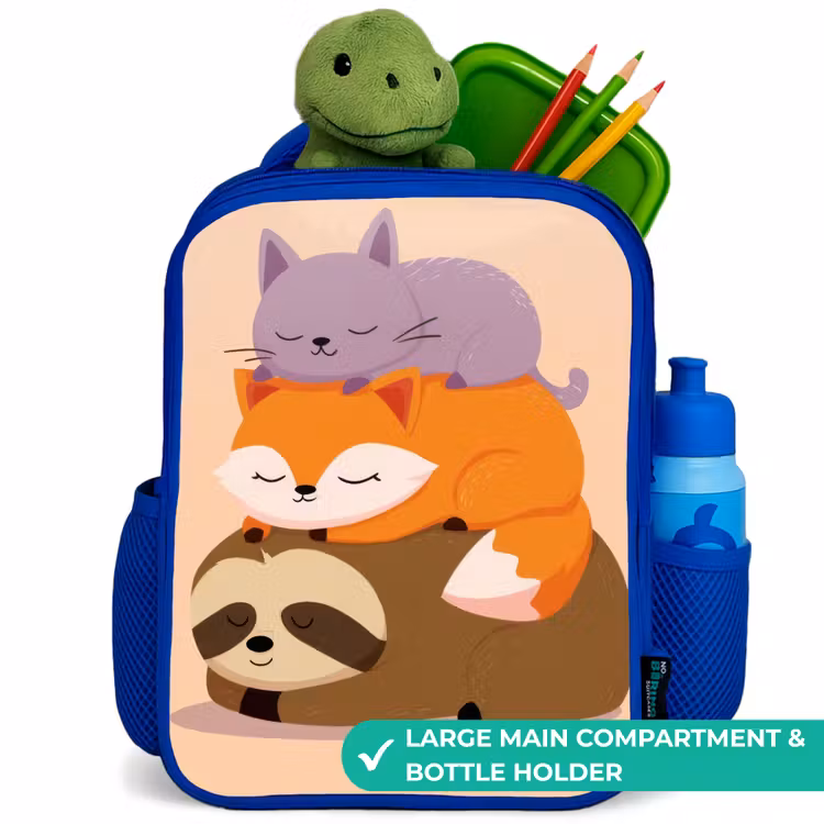 Kids backpack with name - Blue - Animals - Sleep - Together — 5