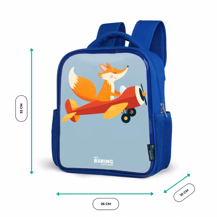 Kids backpack with name - Blue - Fox - Airplane - Flies — 6