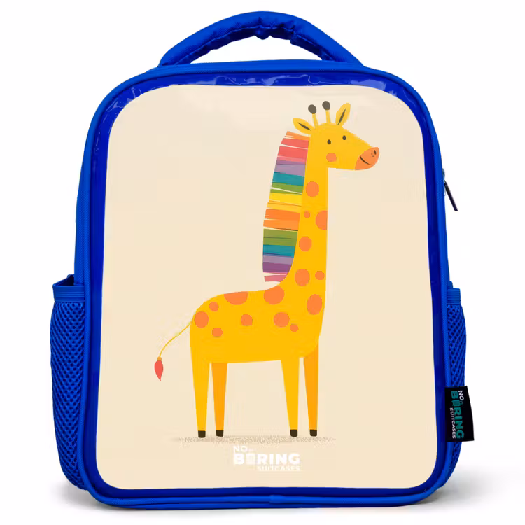 Kids backpack with name - Blue - Giraffe - Animal - Colorful — 1