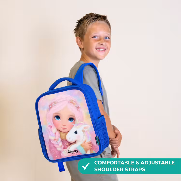 Kids backpack with name - Blue - Girl - Unicorn - Pink — 4