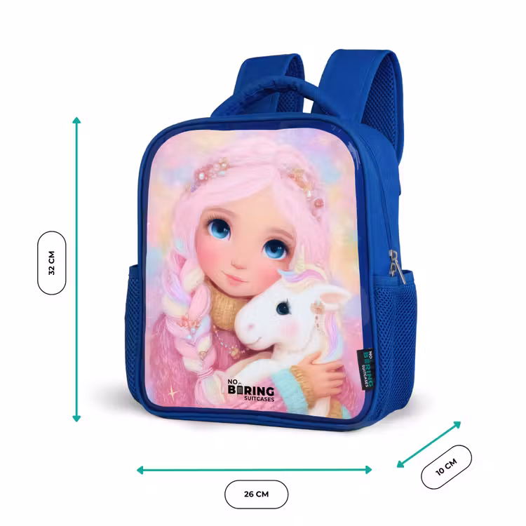 Kids backpack with name - Blue - Girl - Unicorn - Pink — 6