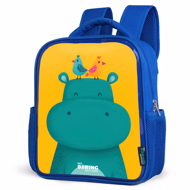 Kids backpack with name - Blue - Hippo - Birds - Yellow — 7