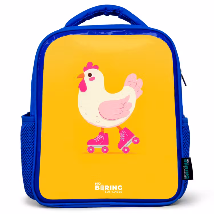 Kids backpack with name - Blue - Kip - Roller skates - Yellow — 1