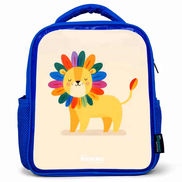Kids backpack with name - Blue - Lion - Mane - Colorful — 1