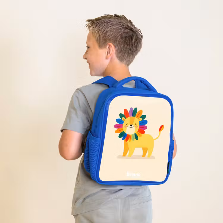 Kids backpack with name - Blue - Lion - Mane - Colorful — 2