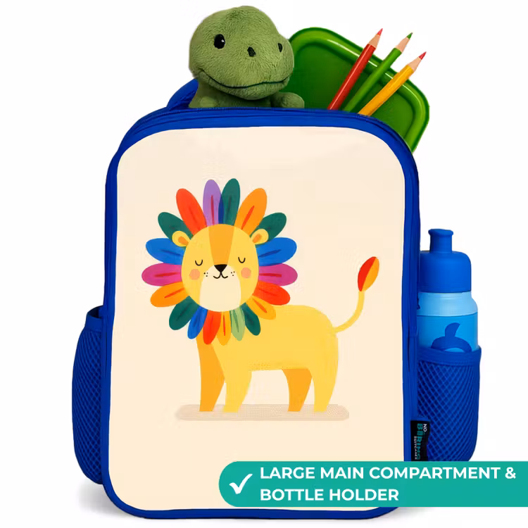 Kids backpack with name - Blue - Lion - Mane - Colorful — 5