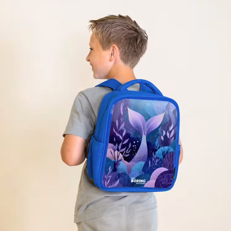Kids backpack with name - Blue - Mermaid - Underwater - Purple - Blue — 2