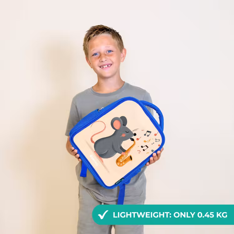 Kids backpack with name - Blue - Mouse - Saxophone - Music — 3