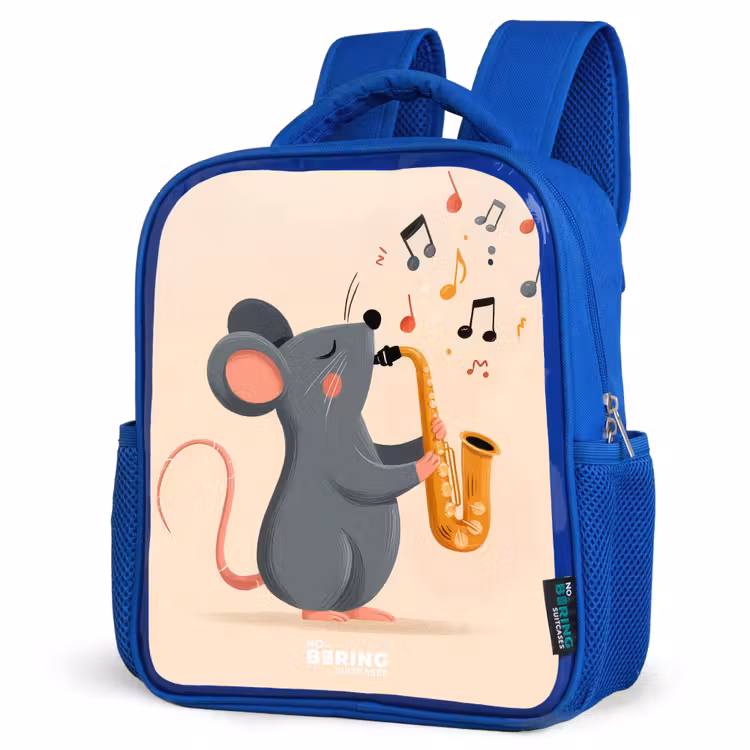 Kids backpack with name - Blue - Mouse - Saxophone - Music — 7