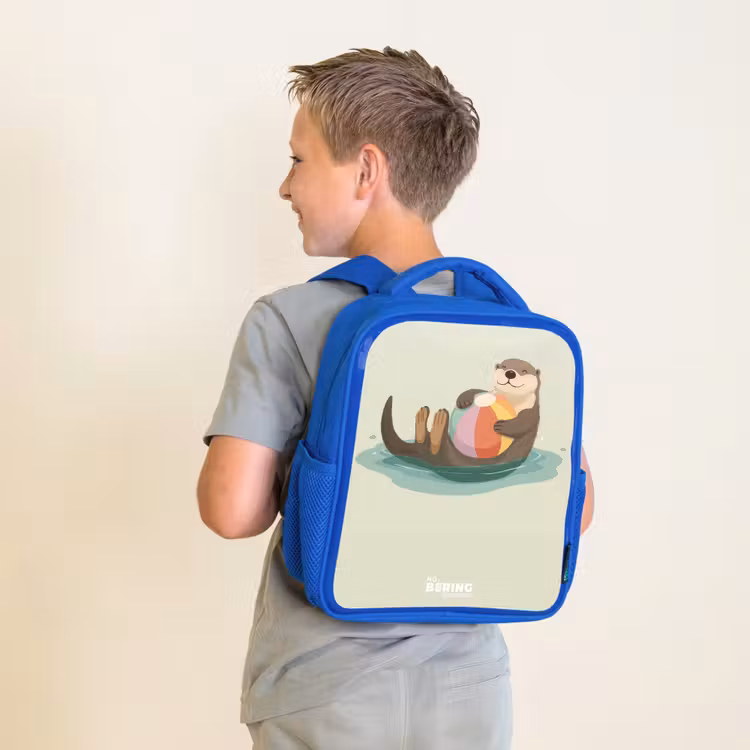 Kids backpack with name - Blue - Otter - Beach Ball - Water — 2