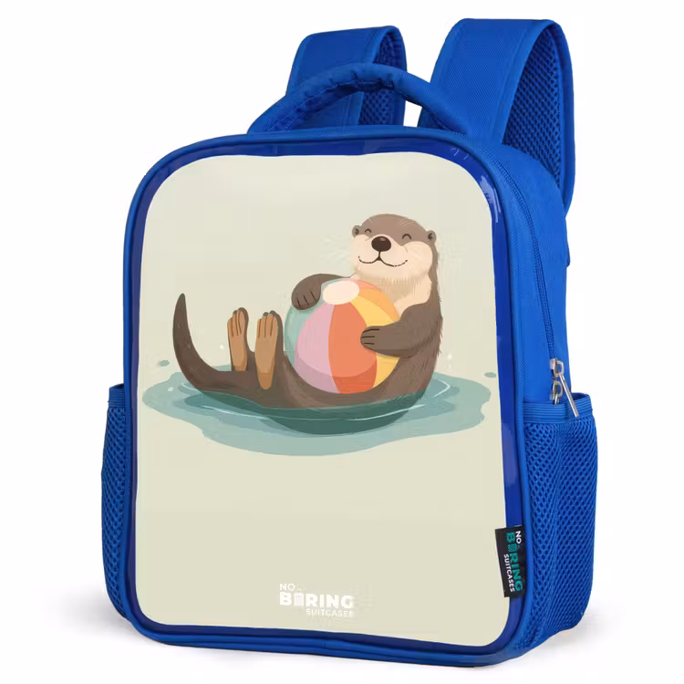 Kids backpack with name - Blue - Otter - Beach Ball - Water — 7