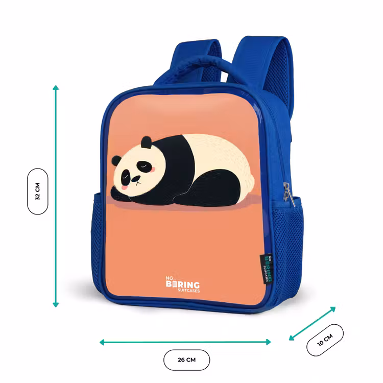 Kids backpack with name - Blue - Panda - Sleeping - Orange — 6