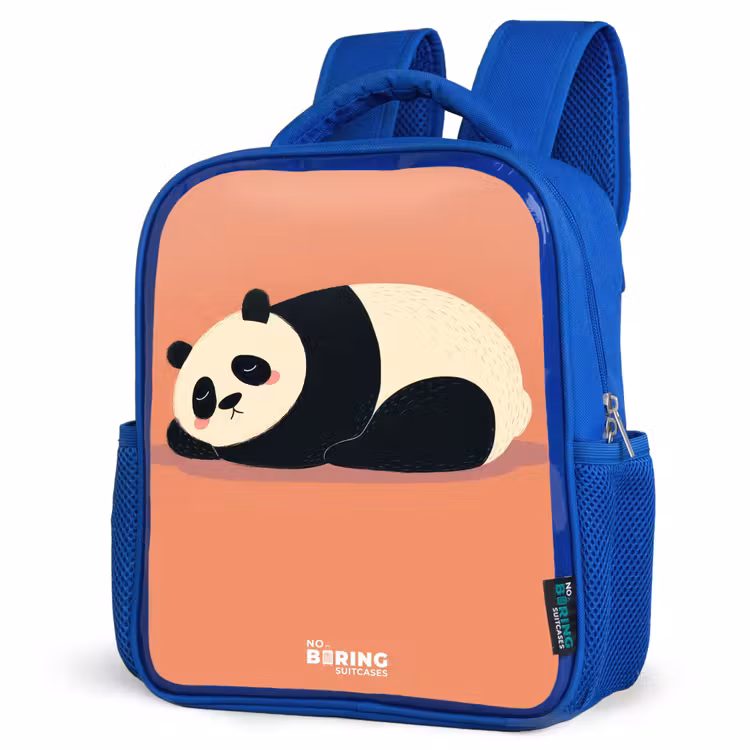 Kids backpack with name - Blue - Panda - Sleeping - Orange — 7