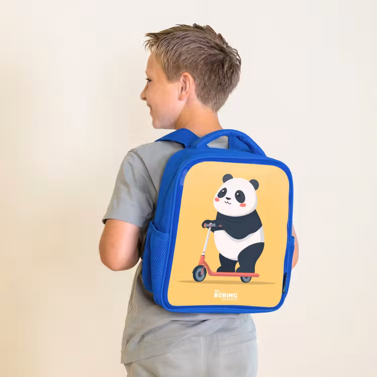 Kids backpack with name - Blue - Panda - Step - Yellow — 2