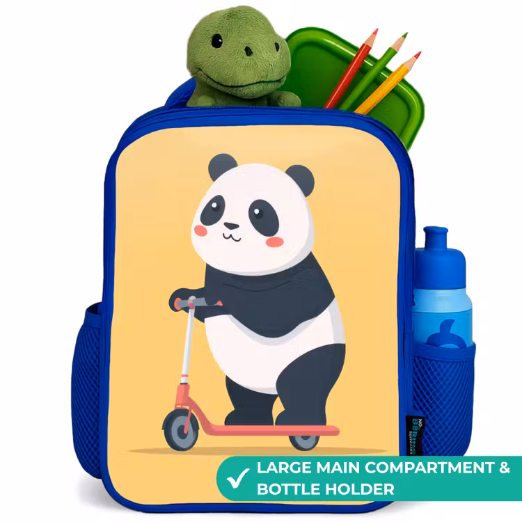 Kids backpack with name - Blue - Panda - Step - Yellow — 5
