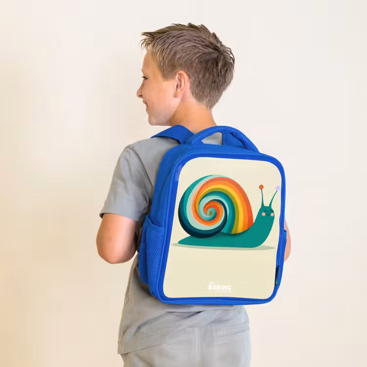 Kids backpack with name - Blue - Snail - Rainbow - Colorful — 2