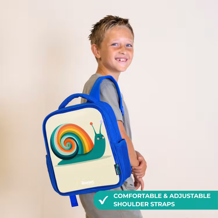 Kids backpack with name - Blue - Snail - Rainbow - Colorful — 4