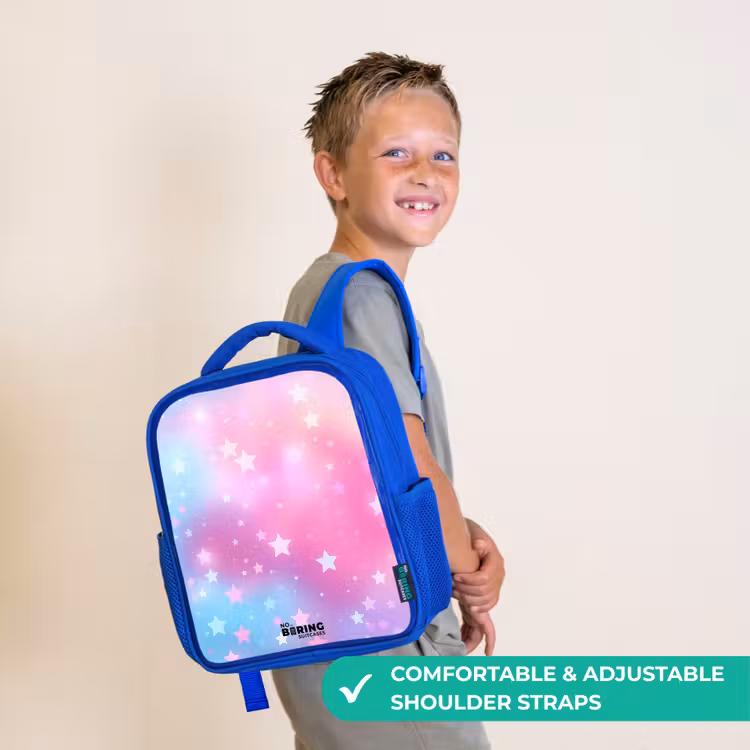 Kids backpack with name - Blue - Stars - Pink - Blue — 4