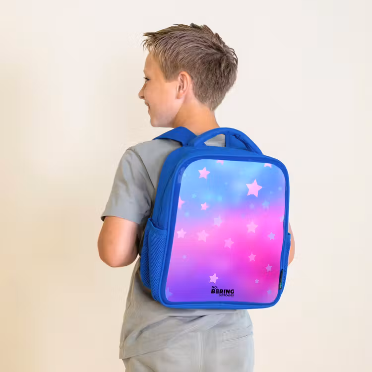 Kids backpack with name - Blue - Stars - Pink - Blue — 2