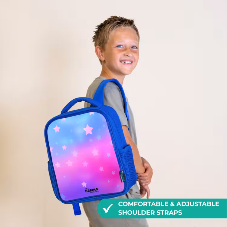 Kids backpack with name - Blue - Stars - Pink - Blue — 4