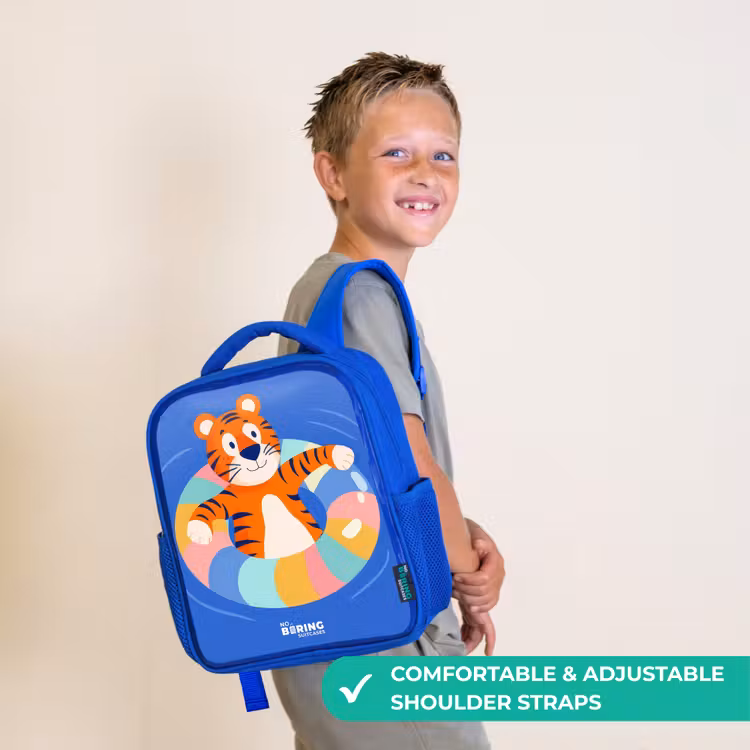 Kids backpack with name - Blue - Tiger - Swimming Band - Water — 4