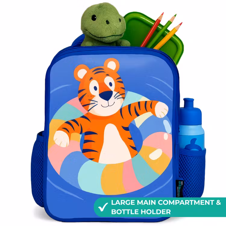 Kids backpack with name - Blue - Tiger - Swimming Band - Water — 5