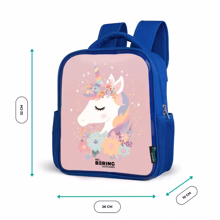 Kids backpack with name - Blue - Unicorn - Pink - Flowers — 6
