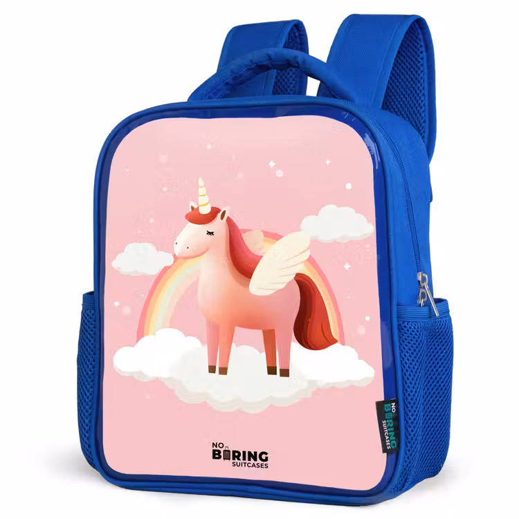 Kids backpack with name - Blue - Unicorn - Wings - Pink - Rainbow — 7