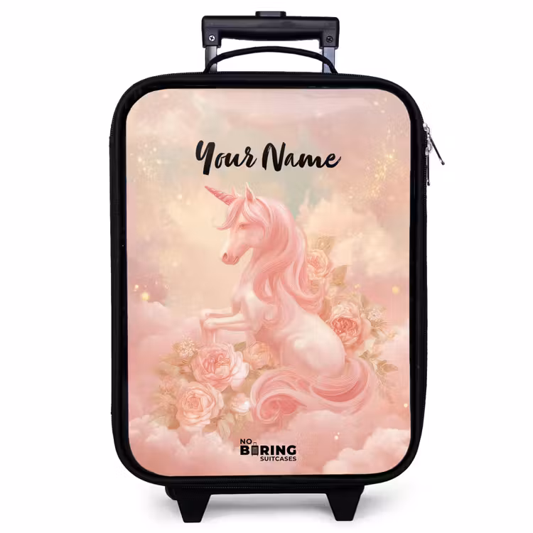 Children's suitcase - Unicorn - Clouds - Pink — 1