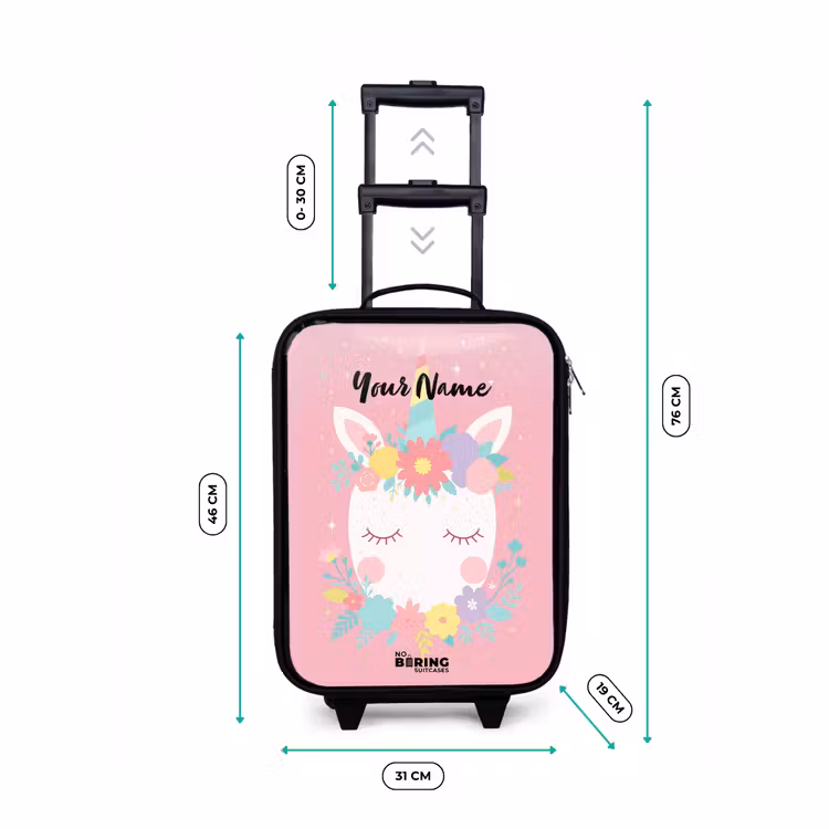 Children's suitcase - Unicorn - Flowers - Pink — 3