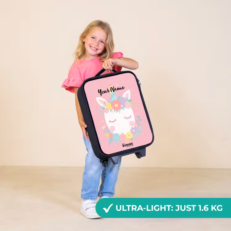 Children's suitcase - Unicorn - Flowers - Pink — 5