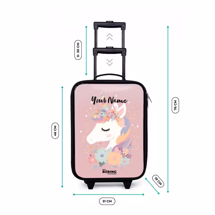 Children's suitcase - Unicorn - Pink - Flowers — 3