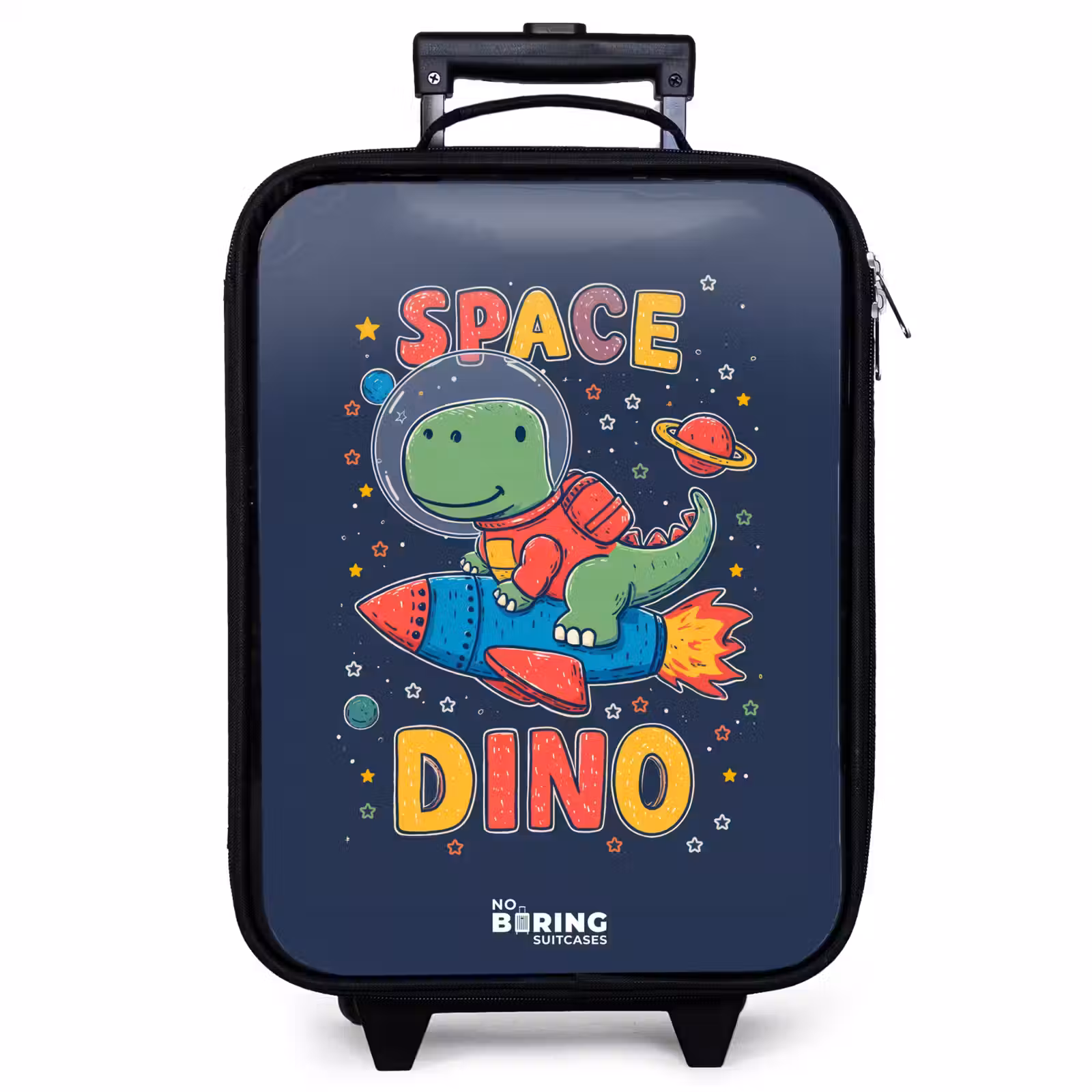 Children's suitcase - Dino - Green - Rocket - Stars — 1
