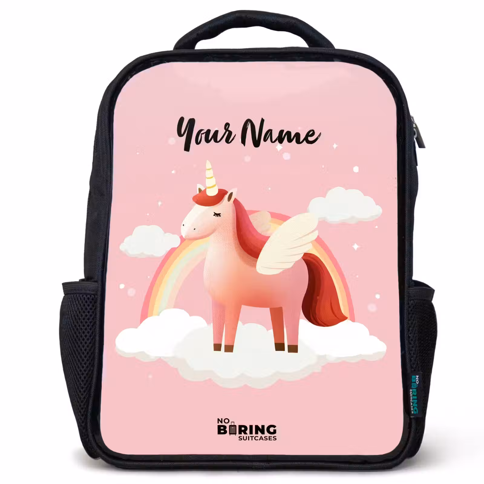 Kids backpack - Black - Unicorn - Wings - Pink - Rainbow — 1