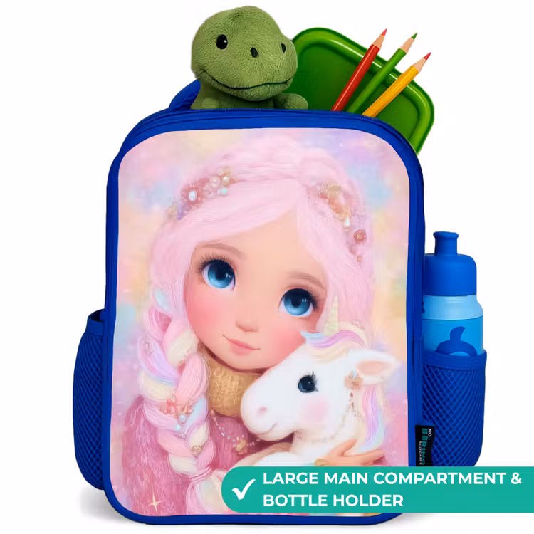 Kids backpack - Blue - Girl - Unicorn - Pink — 5