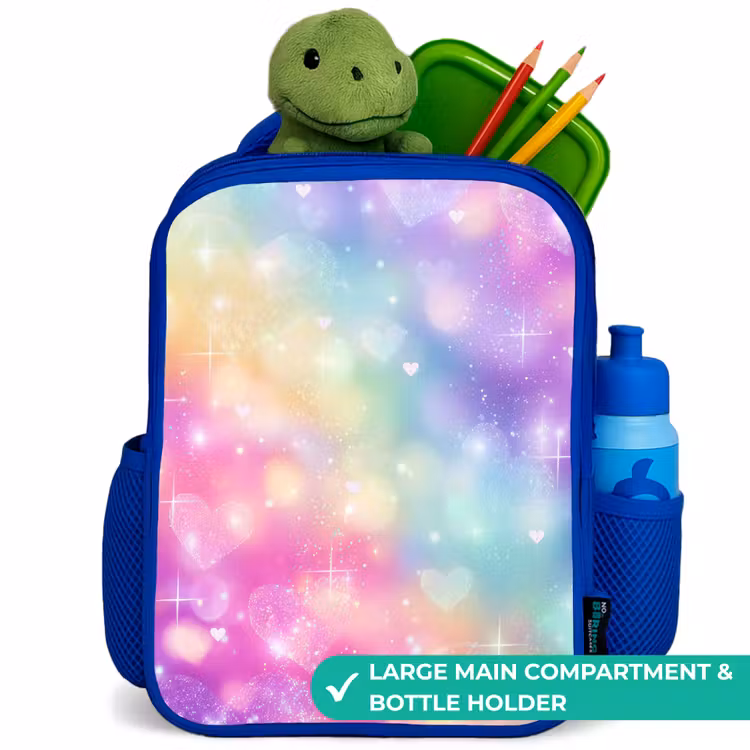 Kids backpack - Blue - Light - Rainbow - Hearts — 5