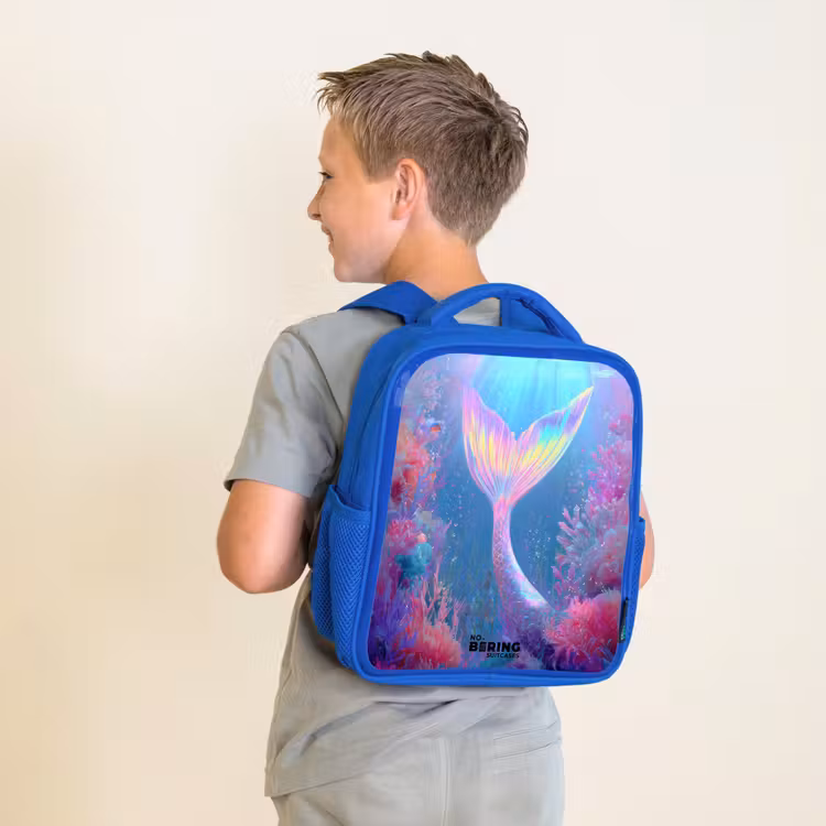 Kids backpack - Blue - Mermaid - Coral - Water — 2