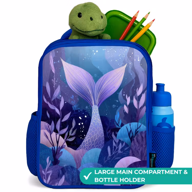 Kids backpack - Blue - Mermaid - Underwater - Purple - Blue — 5