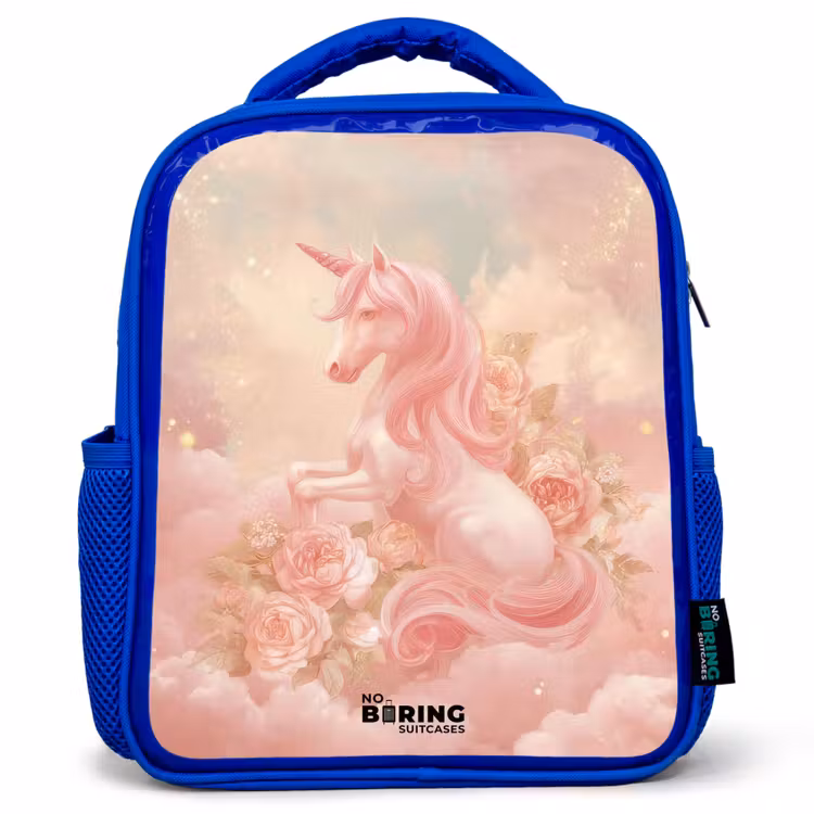 Kids backpack - Blue - Unicorn - Clouds - Pink — 1