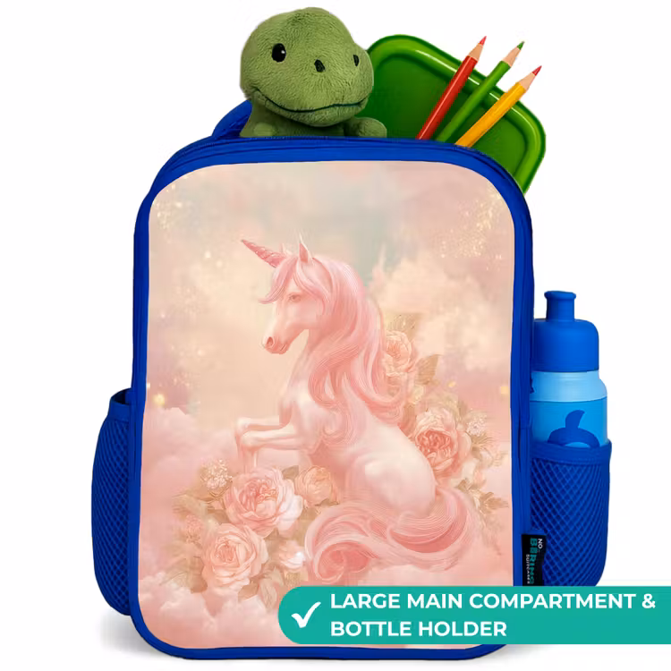 Kids backpack - Blue - Unicorn - Clouds - Pink — 5