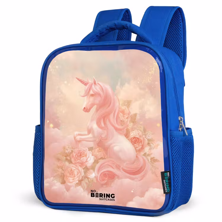 Kids backpack - Blue - Unicorn - Clouds - Pink — 7