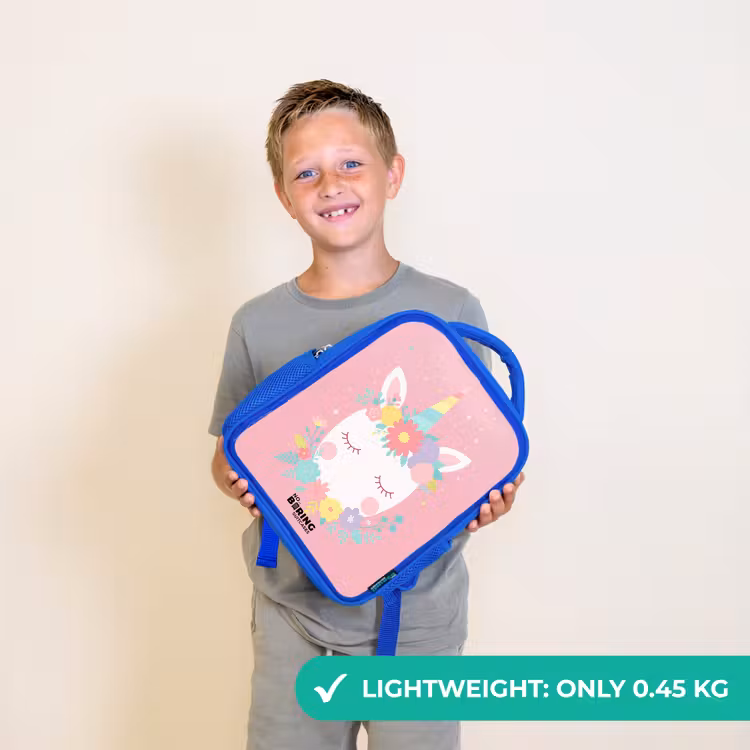 Kids backpack - Blue - Unicorn - Flowers - Pink — 3