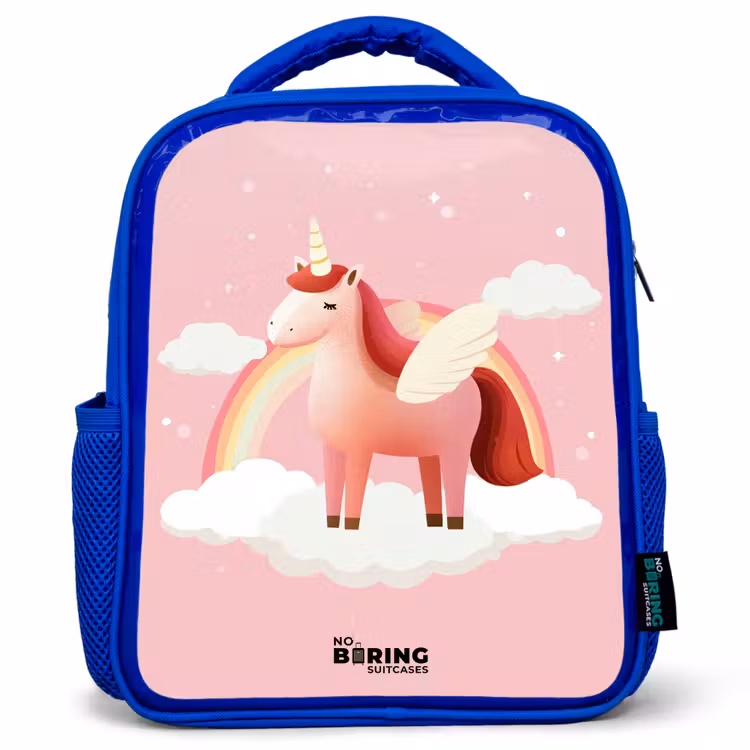 Kids backpack - Blue - Unicorn - Wings - Pink - Rainbow — 1