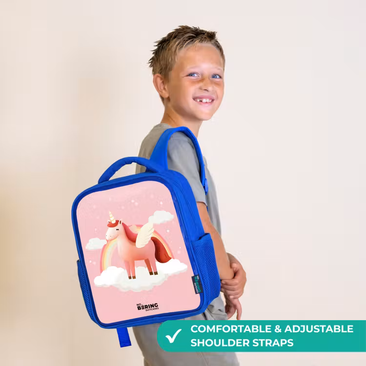 Kids backpack - Blue - Unicorn - Wings - Pink - Rainbow — 4