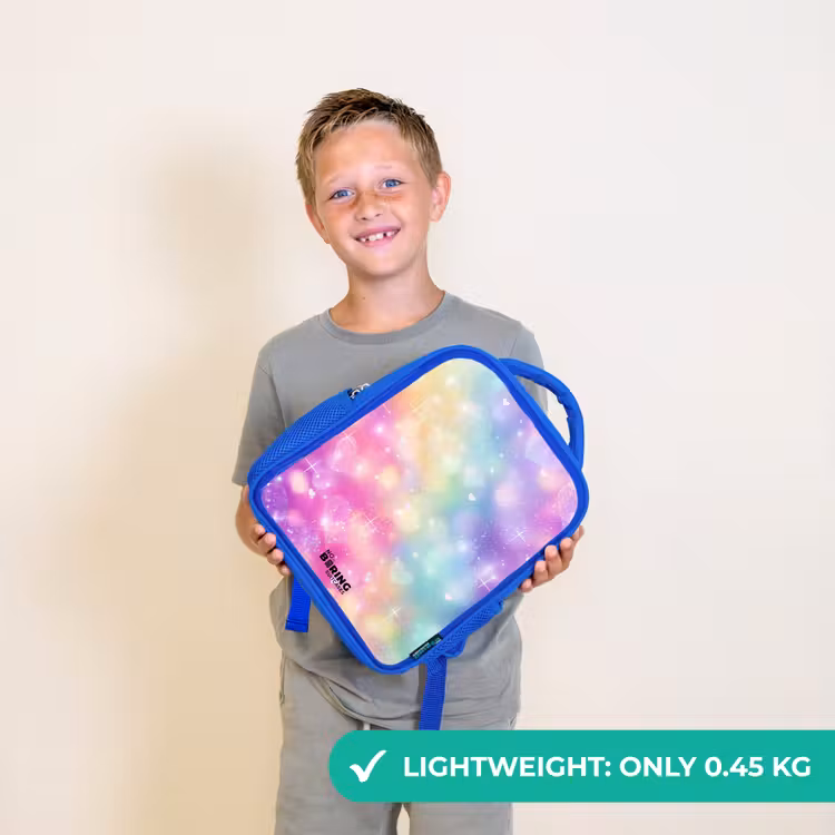 Kids backpack with name - Blue - Light - Rainbow - Hearts — 3
