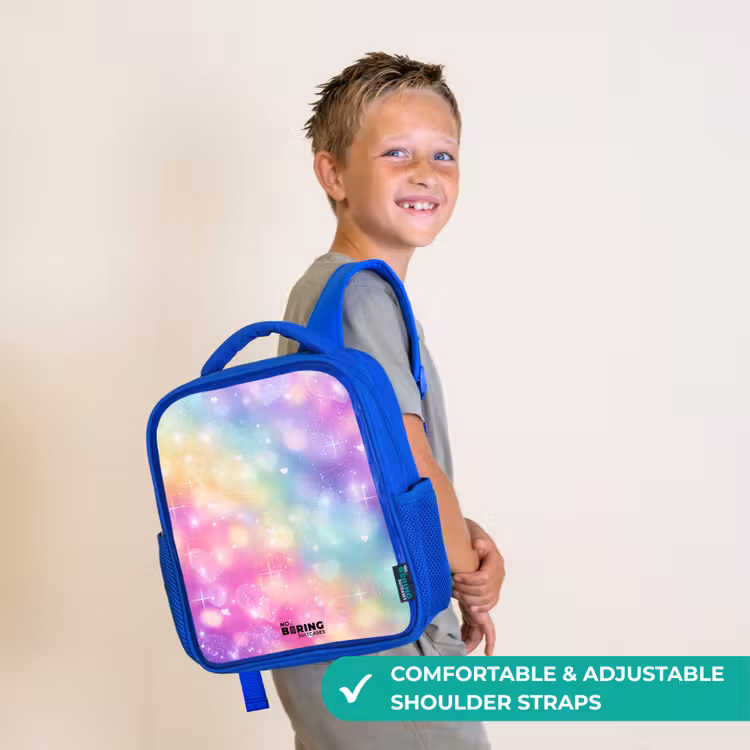 Kids backpack with name - Blue - Light - Rainbow - Hearts — 4