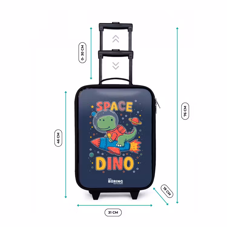 Children's suitcase - Dino - Green - Rocket - Stars — 3